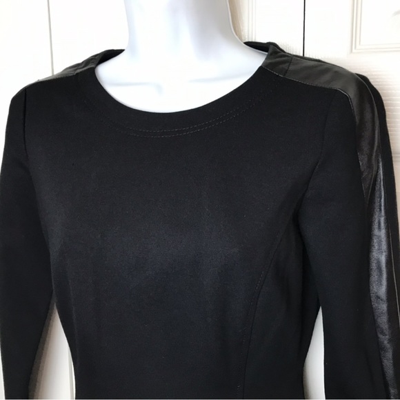 LAUREN Ralph Lauren Ponte Knit Dress Genuine Lamb Leather Trim Career Workwear - Picture 6 of 8